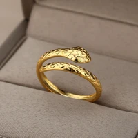 punk snake rings for men women exaggerated stainless steel siver color opening adjustable rings fashion jewelry accessories
