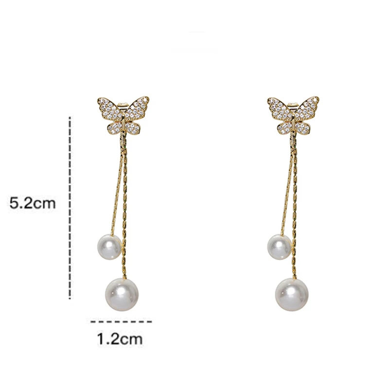 2 шт./компл. чувственные женские серьги с жемчугом в виде бабочек украшением