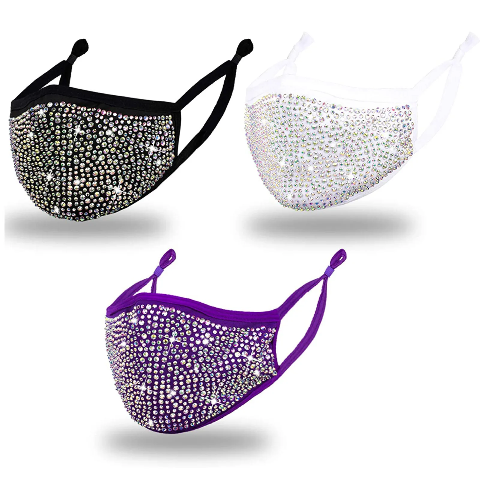 Модный комплект из 3 предметов к требованиям заказчика Сверкающие стразы маска