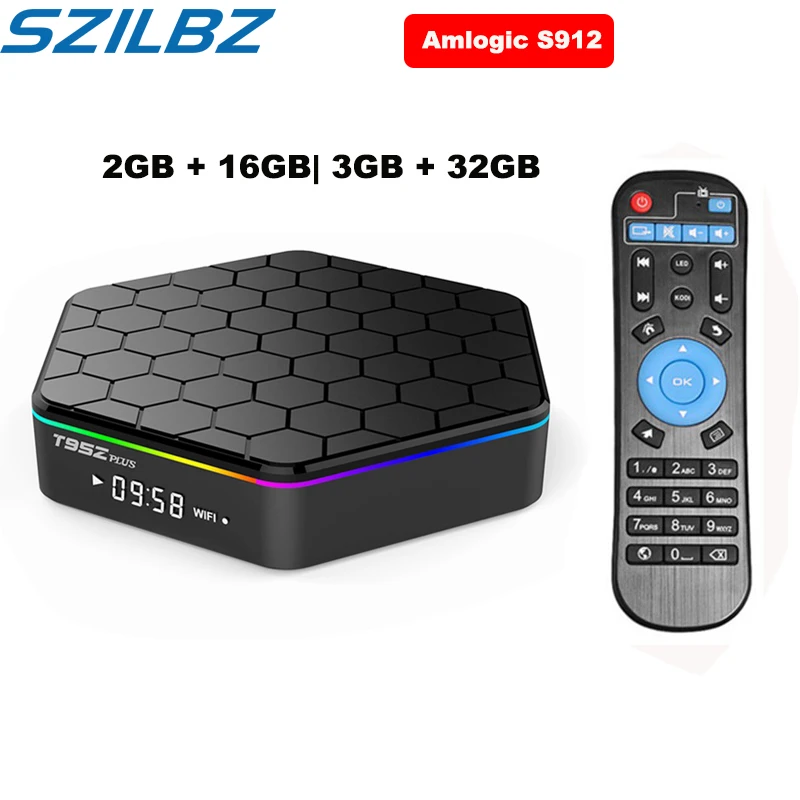 

SZILBZ T95Z Plus Smart tv BOX 2 ГБ/16 ГБ 3 Гб/32 ГБ Amlogic S912 Восьмиядерный Android 7,1 tv BOX 2,4G/5 ГГц WiFi BT4.0 4K телеприставка