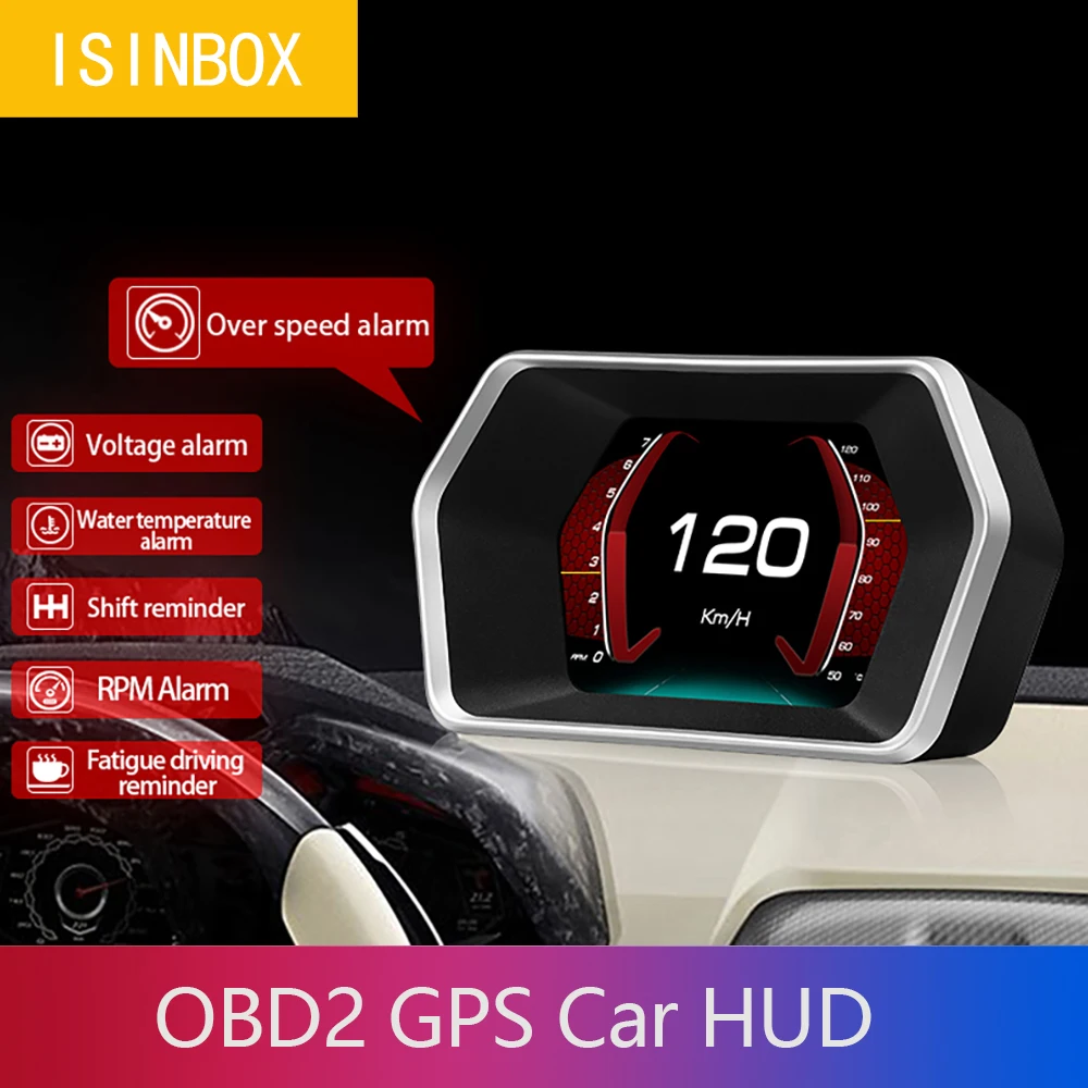 

P17 OBD2 GPS автомобильный HUD двойная система дисплей на лобовом стекле Спидометр с сигнализацией превышения скорости тестер ускорения тормоза