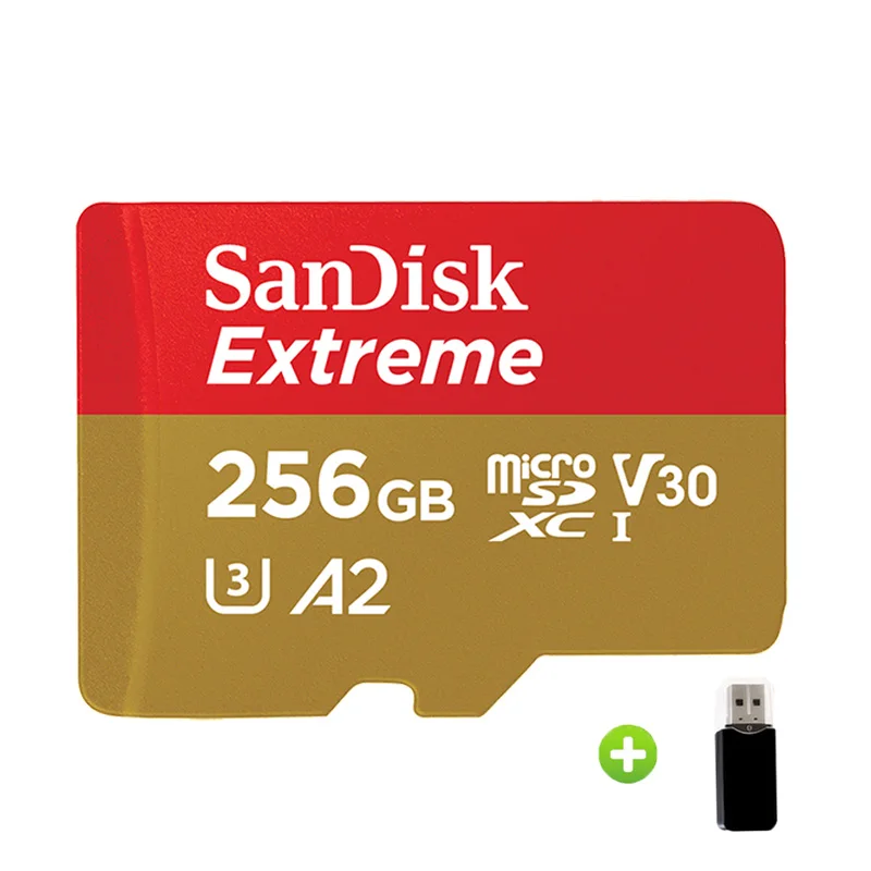256GB-Card Reader Оригинальная карта памяти SanDisk Micro SD, 64 ГБ, A2, экстремальная карта памяти, 128 ГБ, 256 ГБ, 160 Мб/с, TF карта, флеш-накопитель для смартфона - Емкость: 256GB-Card Reader