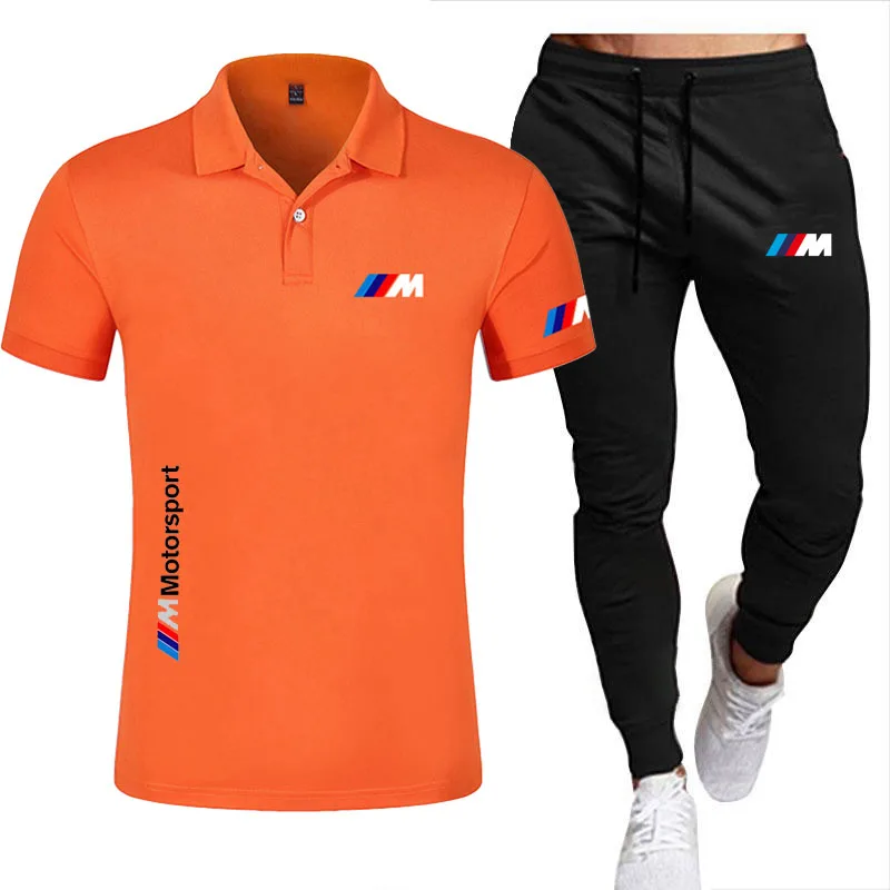 

2021 BMW pants fashion casual sportswear summer letter printing suit men's jogging suit fitness clothes men's polo pants 2-piece