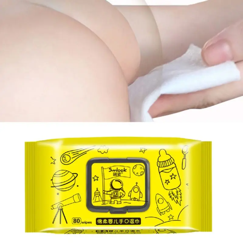 Влажные салфетки для младенцев без спирта запаха с откидной крышкой 80 салфеток в