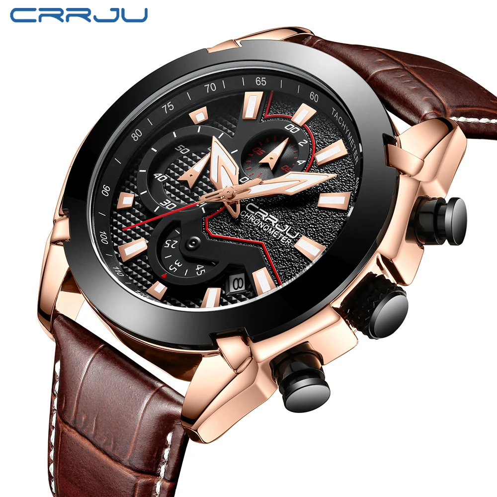 

2020 CRRJU Waterproof Sport Chronograph Watch Men Watch Top Brand Luxury Big Dial Military Watch Reloj Hombre Relogio Masculino