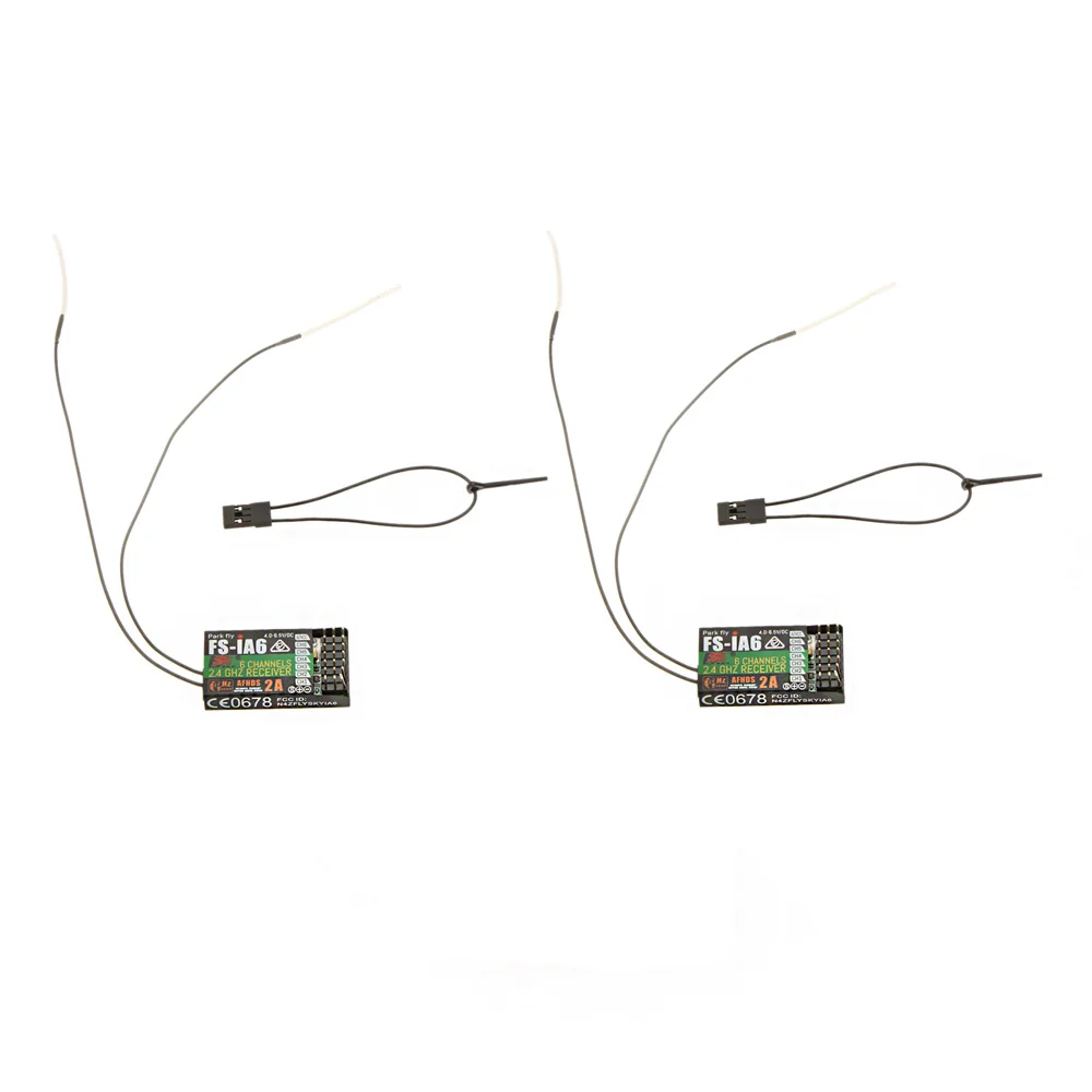 2Pcs 2.4G Flysky FS-iA6 6 Channel Remote Control Receiver with Double Antenna Compatible i4 i6 i10 GT2E GT2F Transmitter | Игрушки и