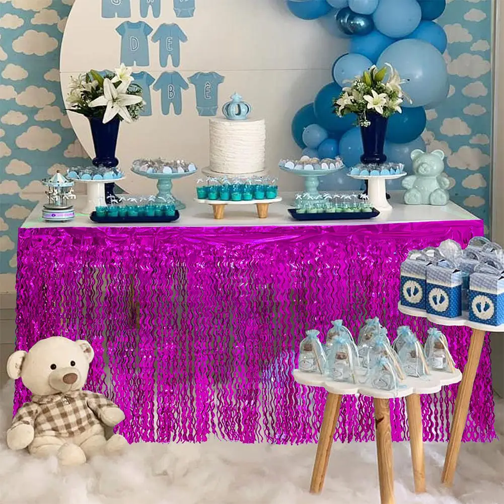 TPFOCUS Multicolor Glitter Spiral Tassel Curtains Bridal Shower Table Skirt for Wedding Birthday Baby Shower Party Decoration