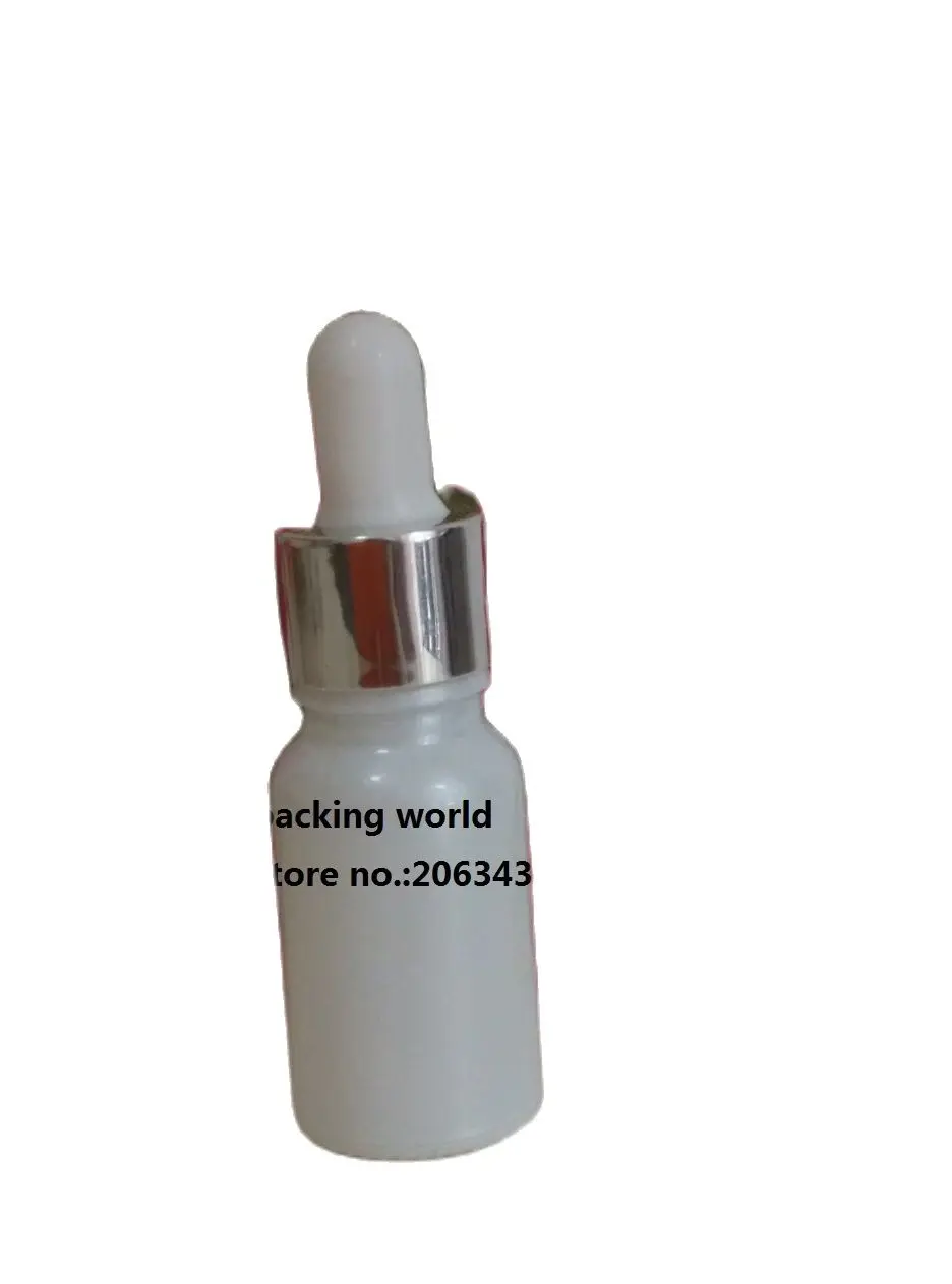 200pcs10ml жемчужно-белая стеклянная бутылка с серебряным воротником белая лампа