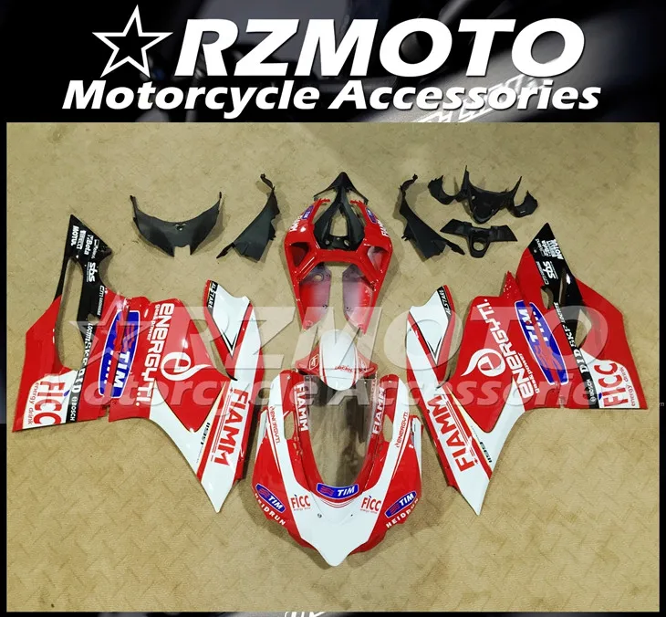 

Injection Mold New ABS Whole Fairings Kits For Ducati 899 1199 Panigale 2012 2013 2014 12 13 14 Bodywork set Red white Nice