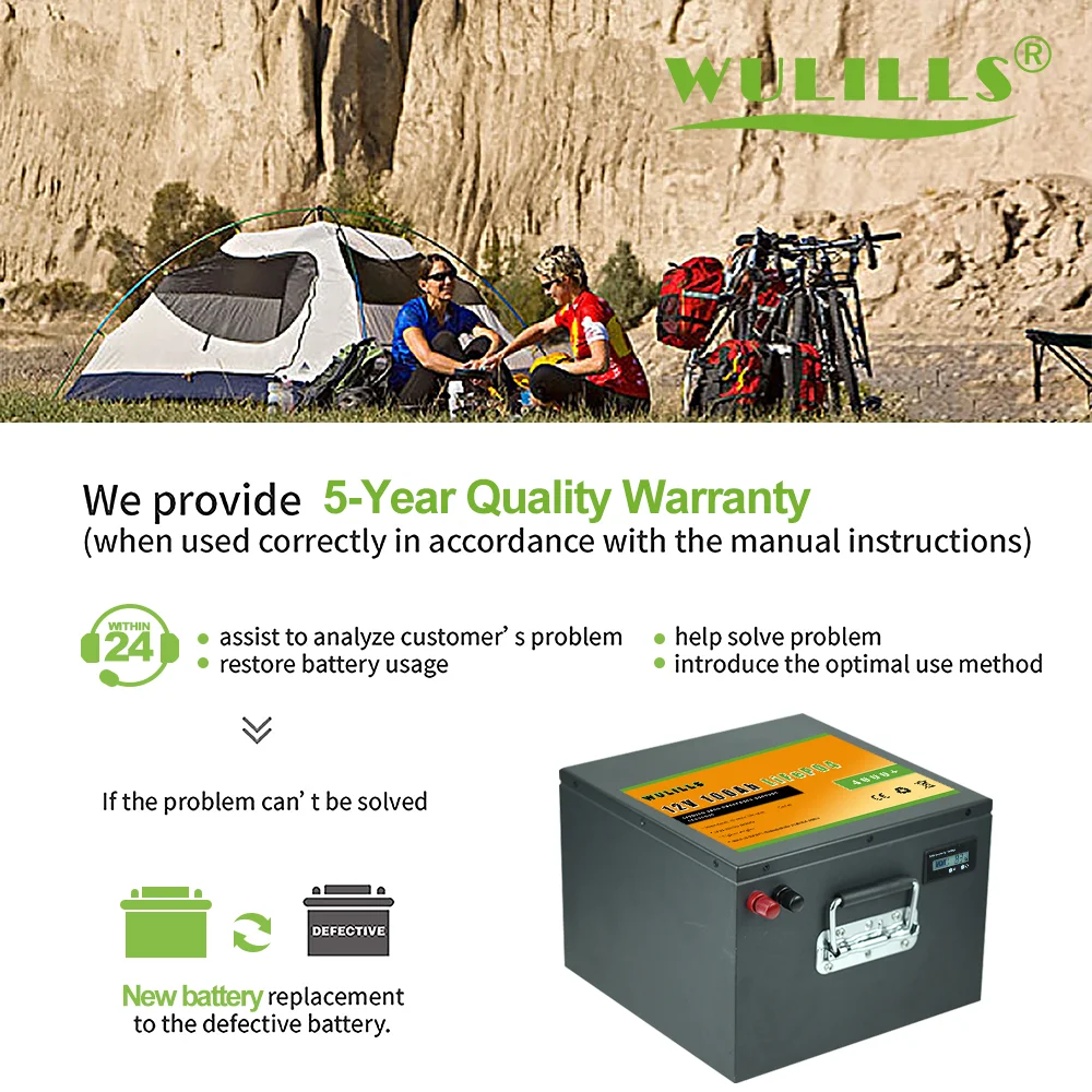 Литиевый Аккумулятор LiFePO4 12 В 100 Ач Встроенный BMS аккумулятор для RV уличный