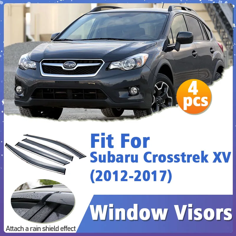 Window Visor Guard for Subaru Crosstrek XV 2012-2017 Vent Cover Trim Awnings Shelters Protection Sun Rain Deflector Accessories