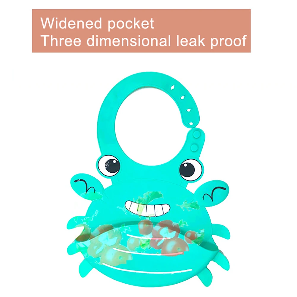 

0-4Y Cartoon Crab Waterproof Silicone Bib Feeding Newborn Baby Cartoon Aprons Infant Adjustable Baby Bibs Burp Cloths Bandana