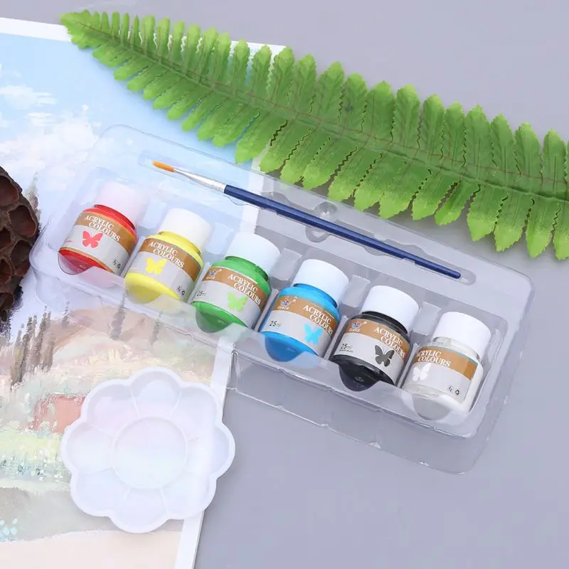 

P15F 6 x 25ml Heavy Body Colors Rich Pigments Acrylic Paint Set for Painting Canvas Crafts