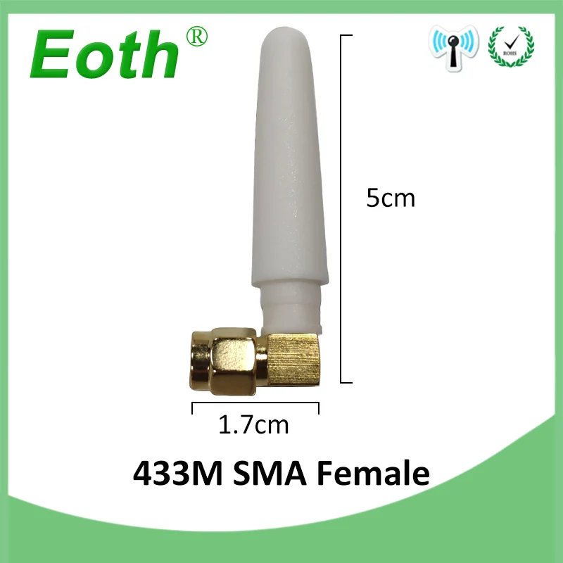 EOTH 5pcs 433mhz antenna 2~3dbi sma female lora antene pbx iot module lorawan signal receiver antena high gain
