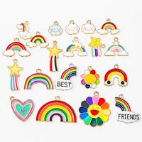 20pcs mixed colorful metal enamel rainbow sunflower star cloud charms pendants for necklace bracelet earring diy jewelry making