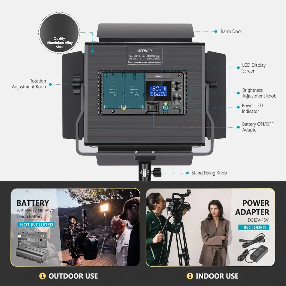 Beste Neewer Verbeterde 660 Led Video Licht Dimbare Bi-Color Led Panel Met Lcd-scherm Voor Studio, Youtube Video Schieten Fotografie