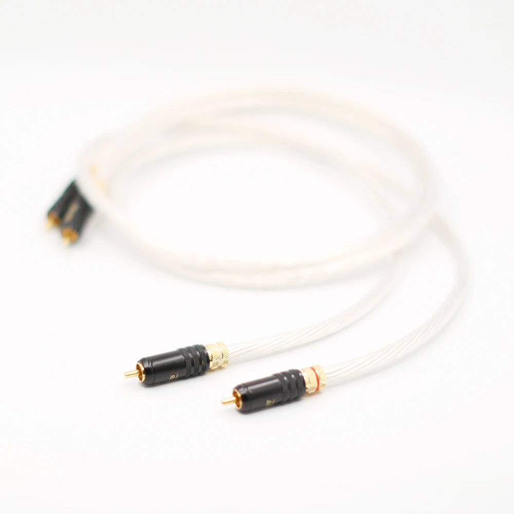 Hi-end 5NOCC посеребренный Hi-Fi 2RCA аудио кабель штекер-штекер RCA аудио кабель