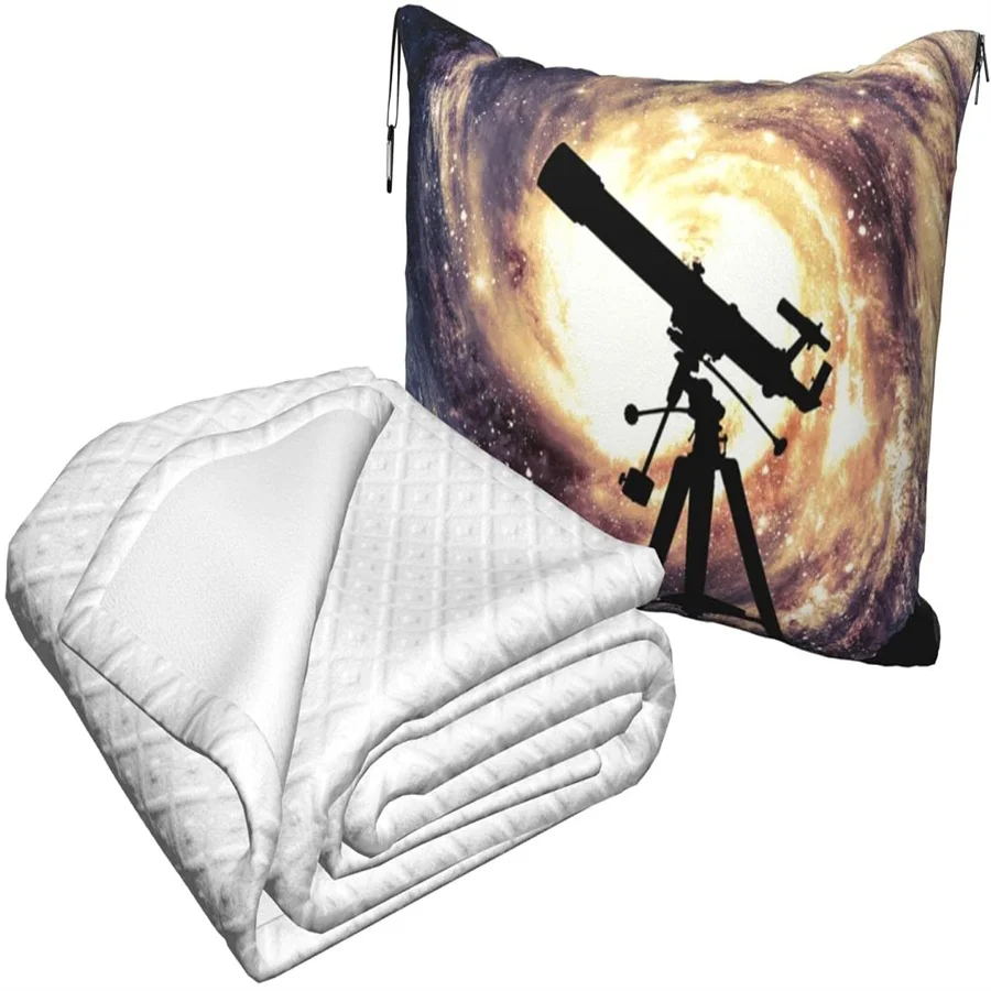 vender Colorido Galáxia Nebulosa E Telescópio Viagem Travesseiro Cobertor Dois-em-um Mochila Cinta E Compacto Avião Saco Cintura Apoio