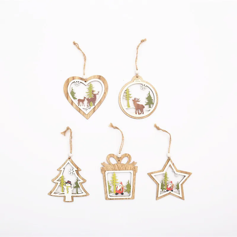 Полые тисненые Окрашенные рождественские Деревянная Рождественская елка