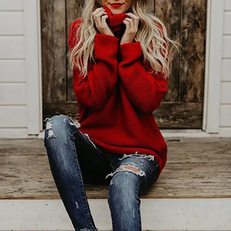 

2020 Women Turtleneck Sweaters Autumn Winter Warm female Jumpers Casual Twist oversized Sweaters women long sleeve pullover Pull