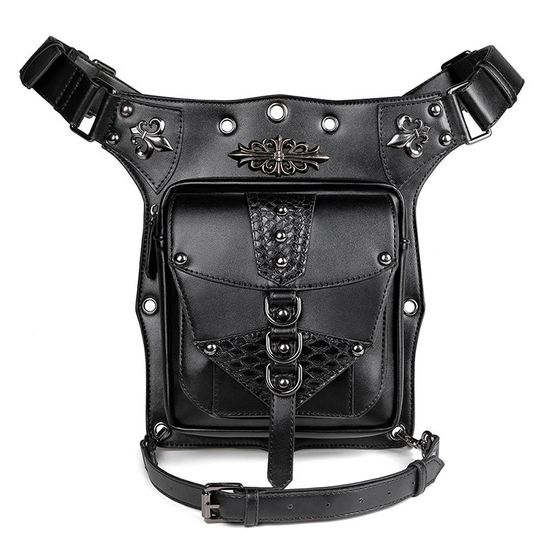 

Locomotive PU Waist Bag Men Fashion Shoulder Bag Woman Personality Outdoor Mobile Phone Messenger Bags Men Leather Chest Package