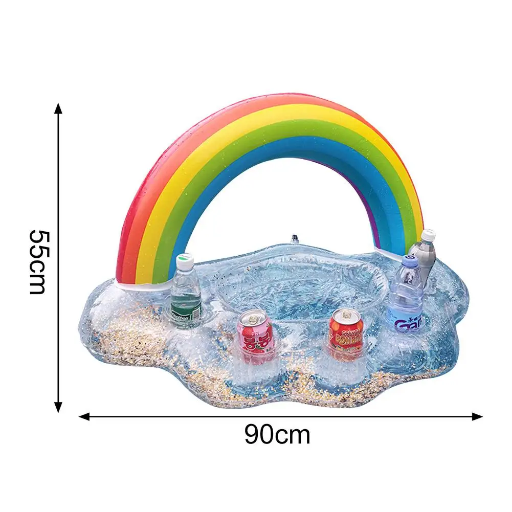 

Inflatable Drink Holder Rainbow Cloud Pool Floating Cup Coaster Beer Cola Ice Bar Five-hole Coaster Summer Pool Party Cup Holder