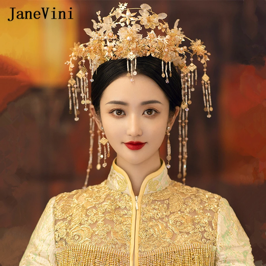 

Роскошные блестящие золотые короны с бусинами и кисточками, свадебные украшения, головные уборы, аксессуары jaevini 2021