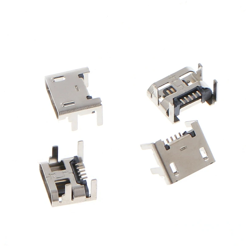 

10 Pcs Micro USB Type B 5 Pin Female Socket Connector SMD 4 Legs 90 Degree