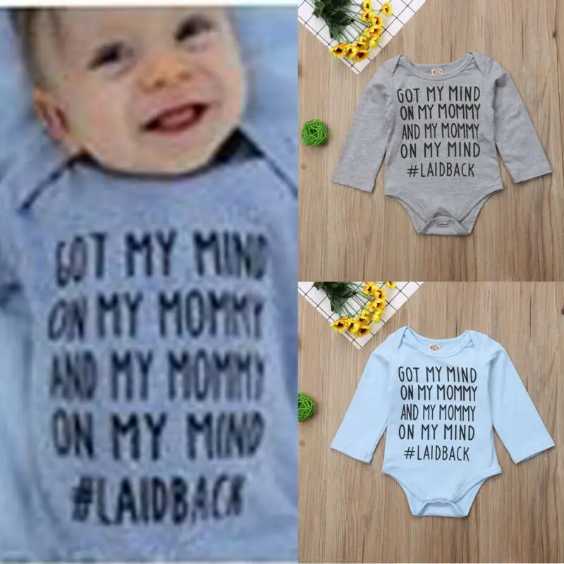 

Newborn Kids Baby Boy Girl Long Sleeve Romper Letter Bodysuit Cotton Outfits Spring Casual Clothes 0-18M