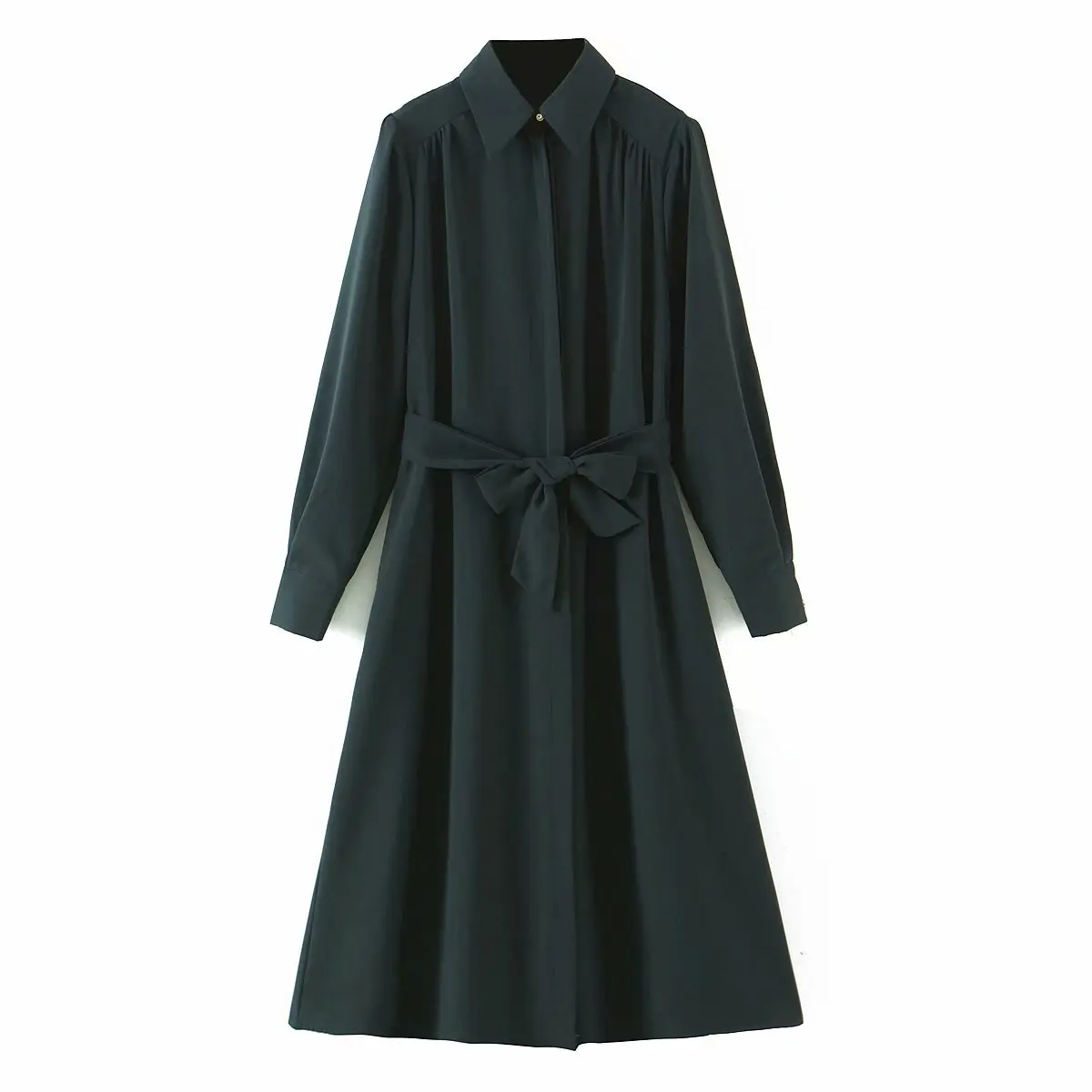 

2021 Women Spring Summer New Casual Solid Color Dress Ladies Temperament Simple Texture Adjustable Chic Dress For Fashion