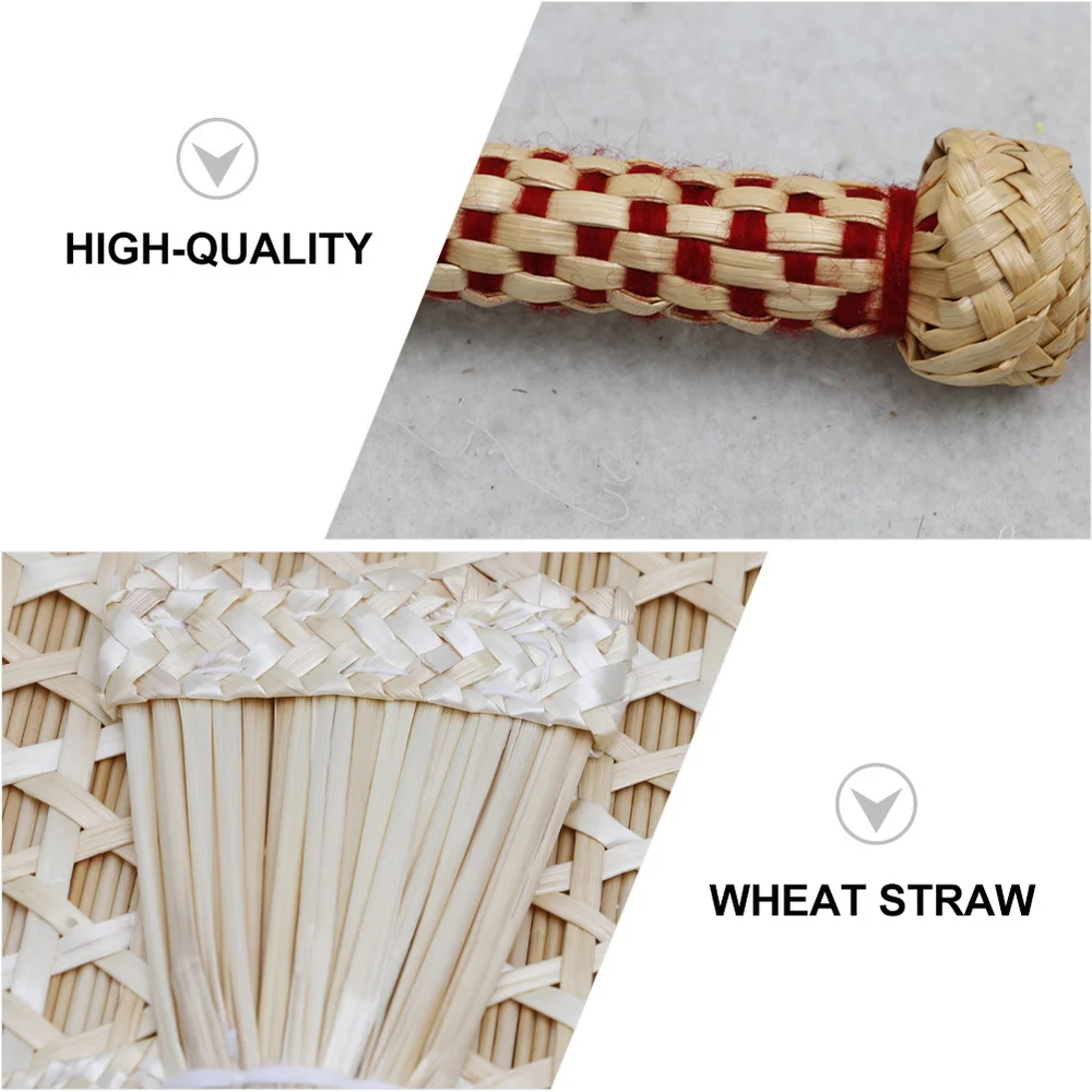 

1pc Wheat Straw Design Fan Creative Pu Fan Weaving Fan Photo Prop