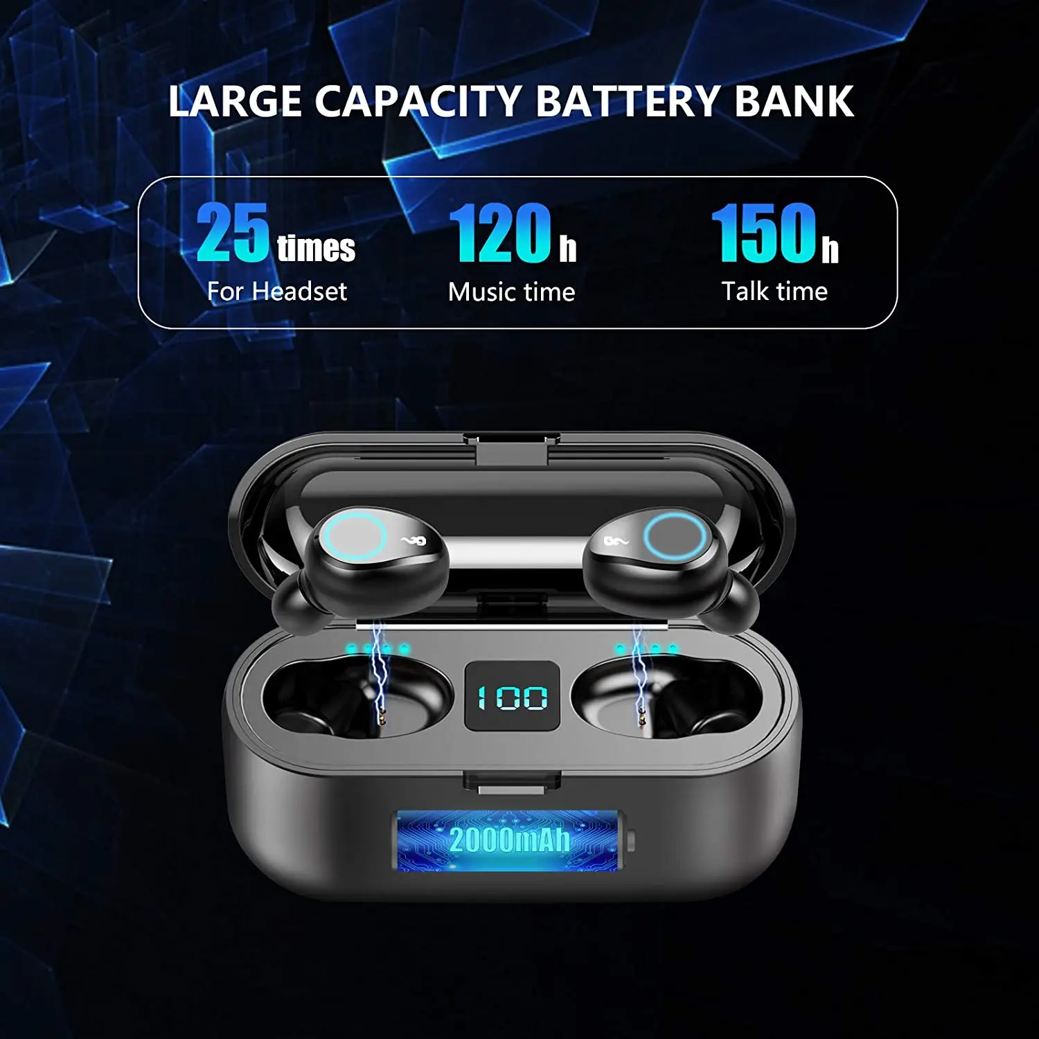 Bluetooth наушники TWS беспроводные 5 0 водонепроницаемые в ухо спортивные 2000mAh Зарядка