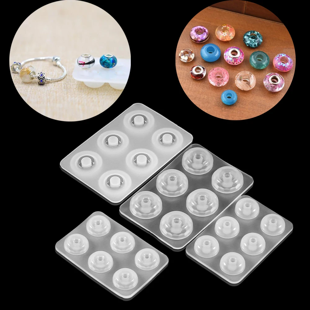 Плоские шарики бусины с большим отверстием силиконовая форма - Цена: 143.03