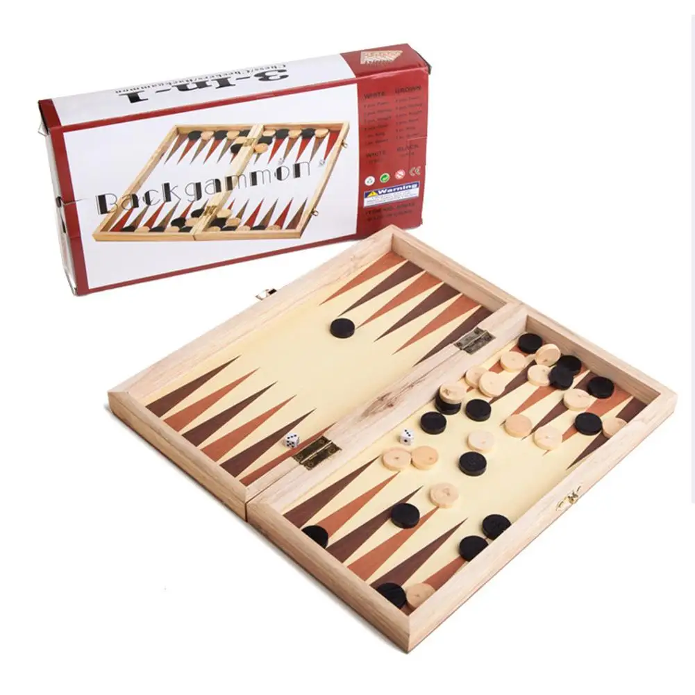 3 в 1 головоломки нард складные деревянные шахматы игра цифры кости|Юный