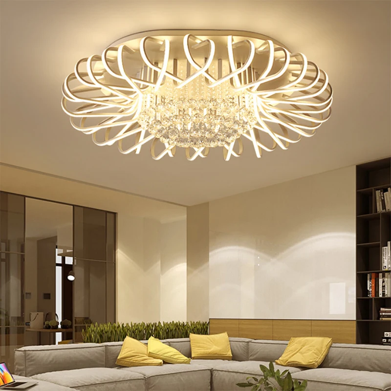 Современные Последние новые потолочные лампы скандинавские круглые хрустальные