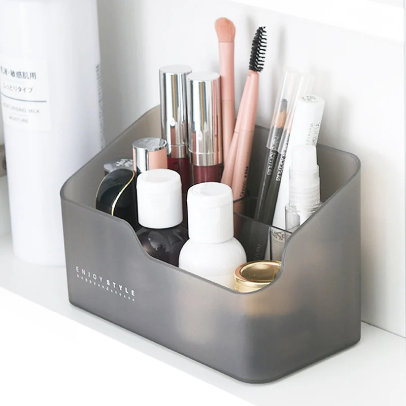 

Plastic Makeup Bathroom Storage Box Cosmetic Organizer Desktop Make Up Jewelry Storage Case Sundries Table Container Organizer