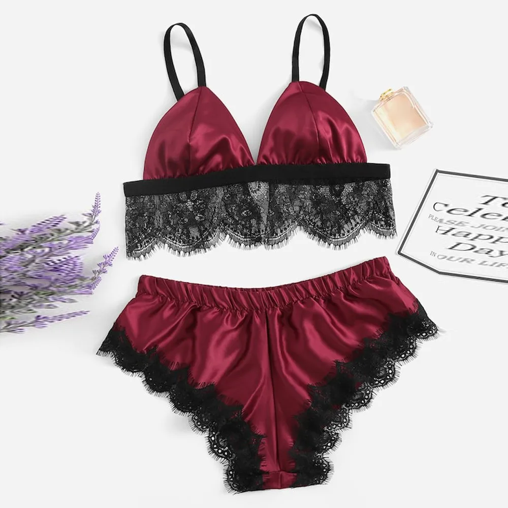 1 комплект Для женщин сексуальная девушка милый зубчатой отделкой кружевное