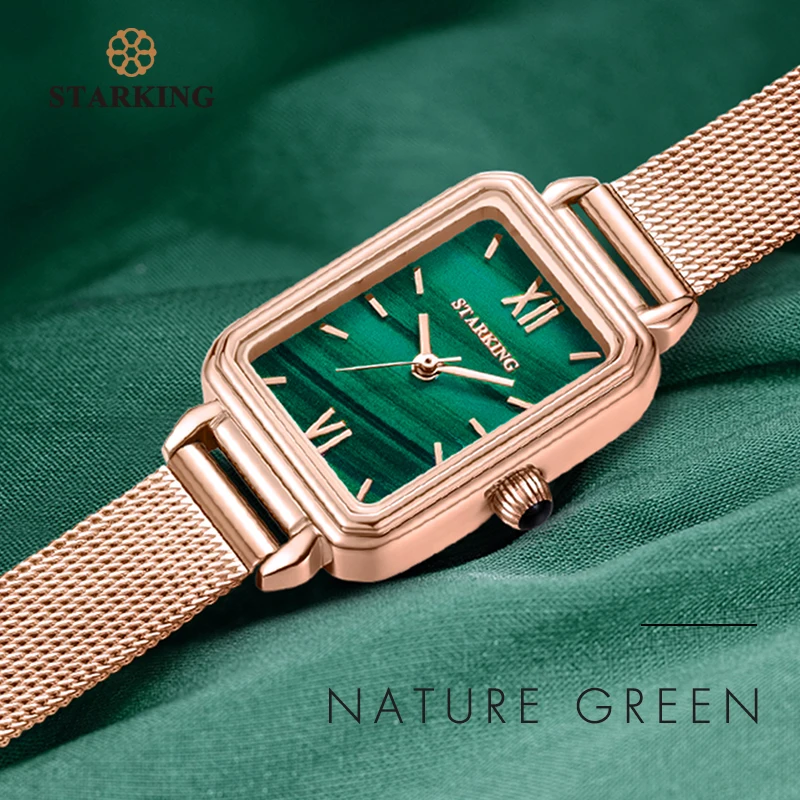 STARKING Top Brand Women Quartz Watch Japan Movt Rectangular Small Green Ladies Girls Bracelet ultra-thin waterproof Wristwatch enlarge