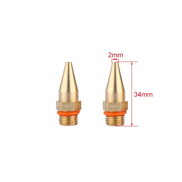 34mm-2.0mm-2P 2 шт./лот термоплавкий клеевой пистолет, насадка из чистой меди, маленький, длинный, короткий, большой, 2,0x70 мм, 3,0x50 мм, 2,0x50 мм, клеевой пистолет, аксессуары - Цвет: 34mm-2.0mm-2P