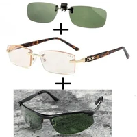3pcs titanium gentleman diamond cut reading glasses men women polarized sunglasses ultralight pilot sunglasses clip