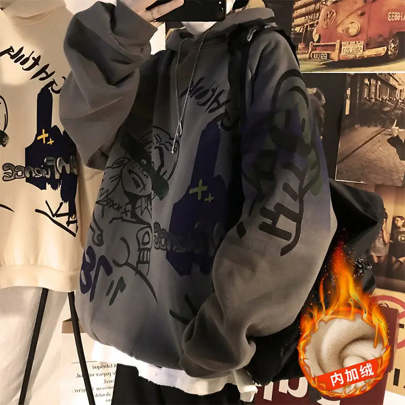 

Autumn Winter Hip Hop Loose Hooded Oversize Sweatshirt Hoodie Harajuku Kpop Gothic Streetwear Aesthetic Halloween Hoodies Women