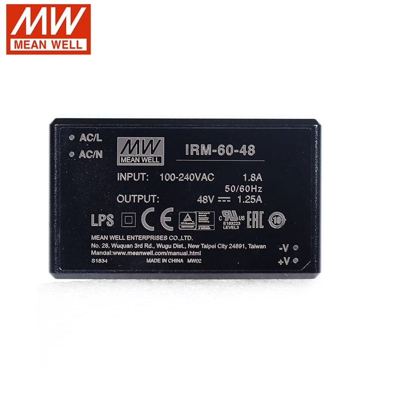 MEAN WELL IRM 60 48 Вт PCB собрать инкапсулированный модуль питания 110 В/220 В переменного