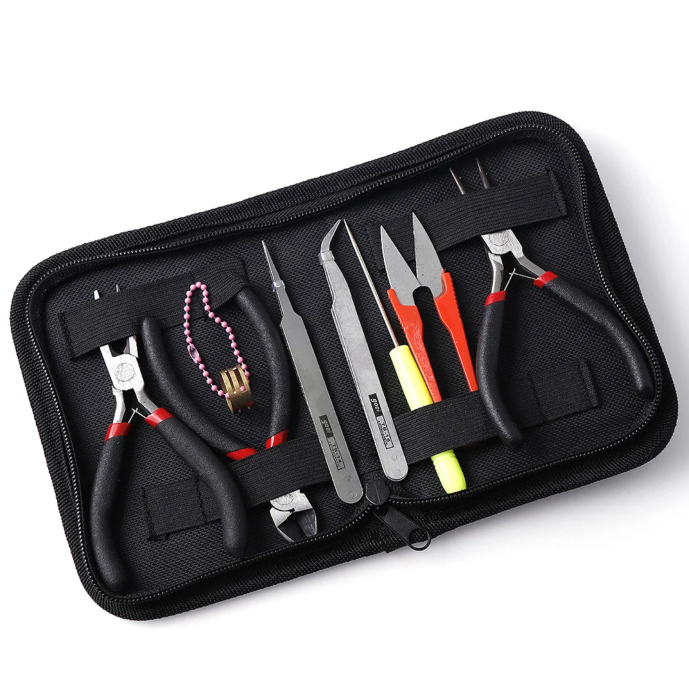 8Pcs Stainless Jewelry Making Tool Kit With Round Nose Plier Wire Cutter Scissor Set For Bracelet Necklace DIY Handmade Supplies