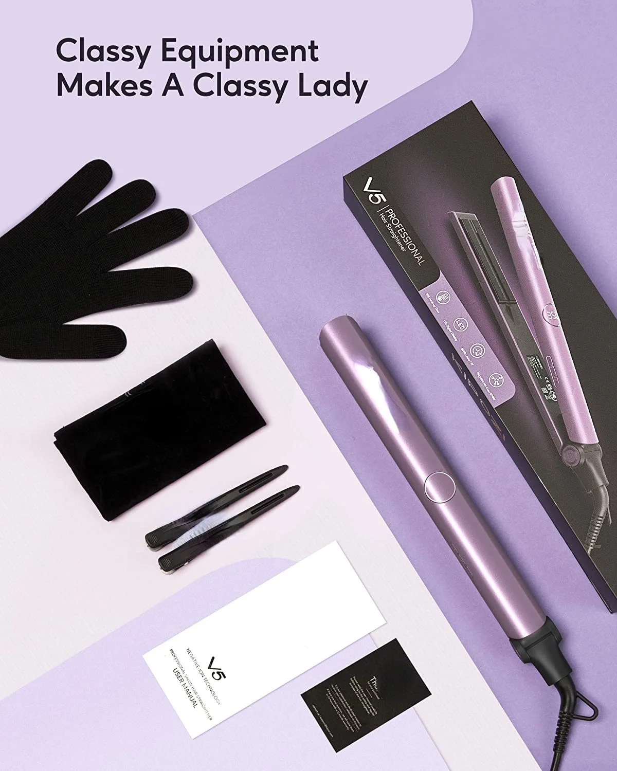 

Flat Iron 2 In 1 Instant Heating Professional Beauty Tool Adjustable Temperature Hair Striaghtener with Digital Display