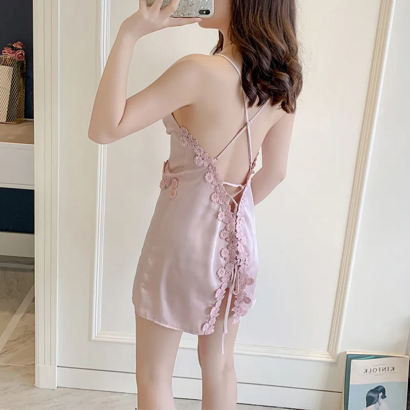 Соблазнительное кружевное платье пижама Женская с глубоким V образным вырезом