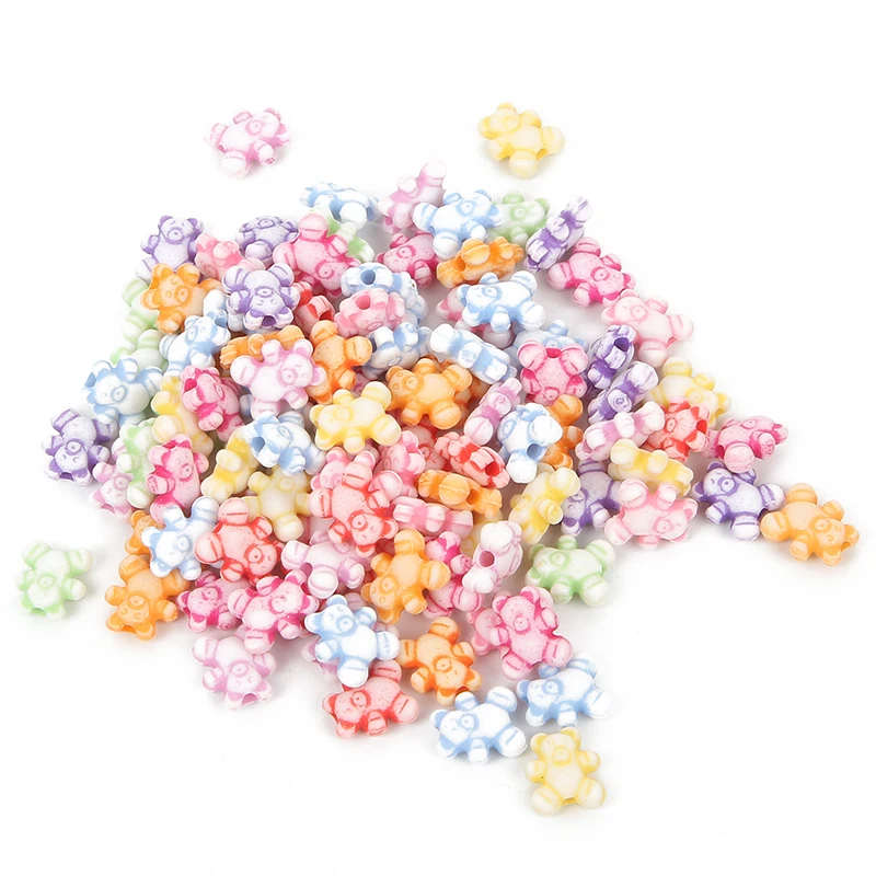 100 шт Смешанные медведь акриловые бусины 10x8 мм с ювелирными изделиями маркировка