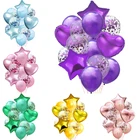 14 шт., фиолетовые, розовые латексные шары с конфетти, 18 дюймов, сердце, звезда, гелий, шары для свадьбы и дня рождения, украшение для вечеринки, шары для будущей мамы