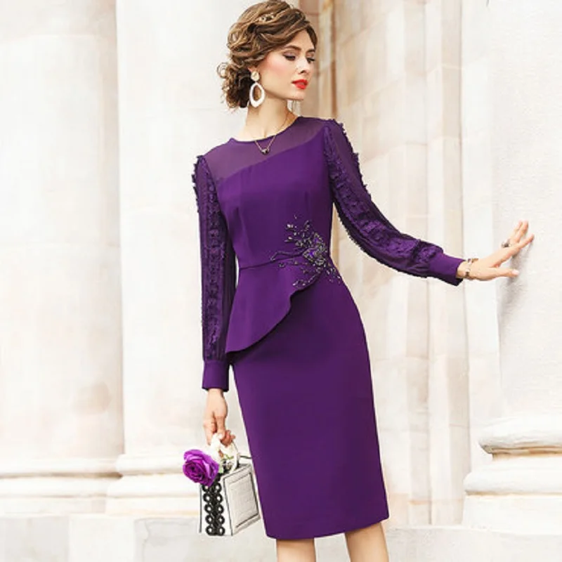 Поддельные Комплект из двух предметов платье для женщин с длинным рукавом