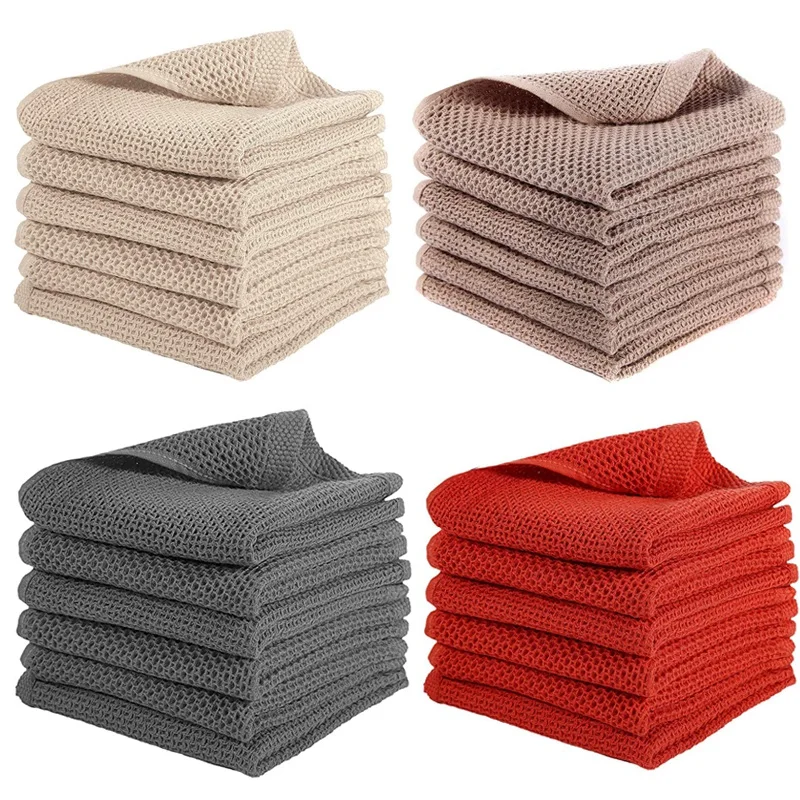 

LUDA 6Pack 100% Cotton Waffle Weave Kitchen Dish Cloths, Ultra Soft Absorbent Quick Drying Dish Towels 13Inch X 13Inch