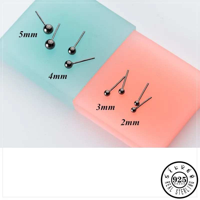 Мужские 925 стерлингового серебра минималистские небольшие круглые шарики Форма